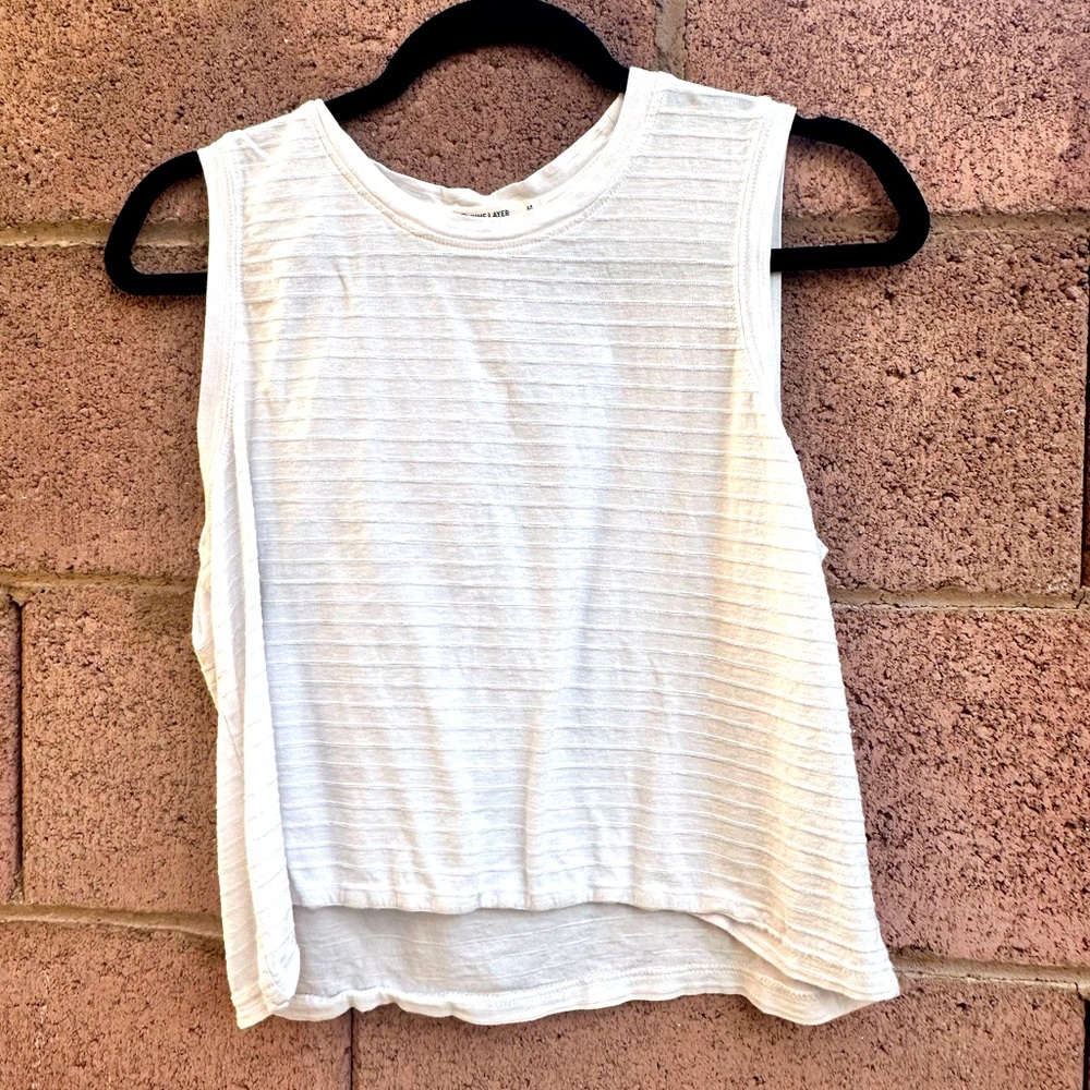 Marine Layer crop thank ivory off white texture detail classy womens tank size M